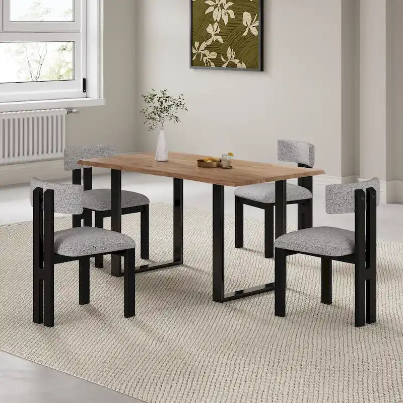 Čalouněné jídelní židle s železným rámem (sada 4 ks)