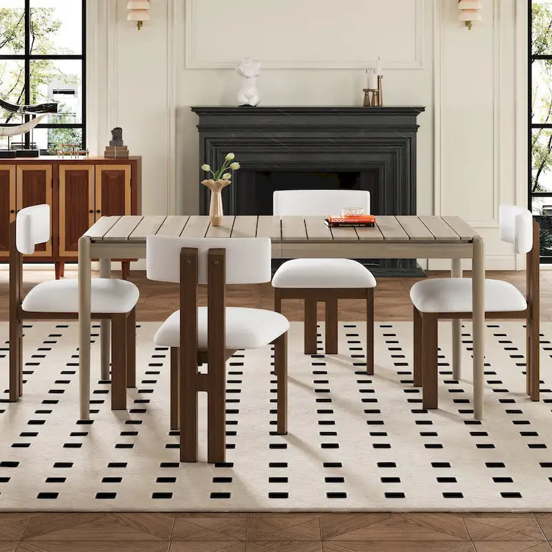 Upholstered Dining Chairs with Iron Frame (Set of 4)