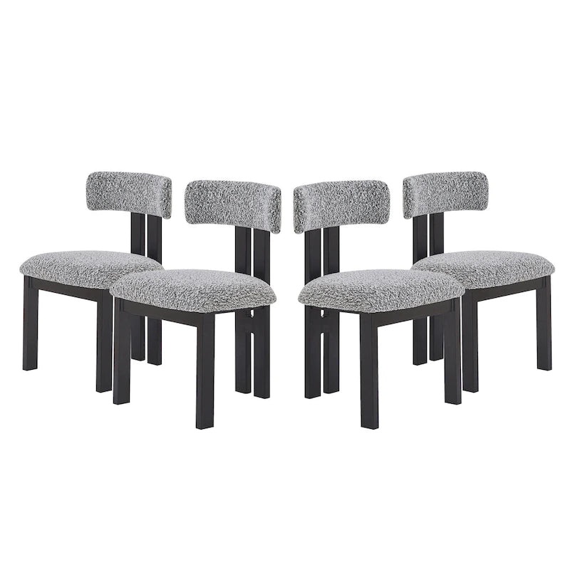 Upholstered Dining Chairs with Iron Frame (Set of 4)