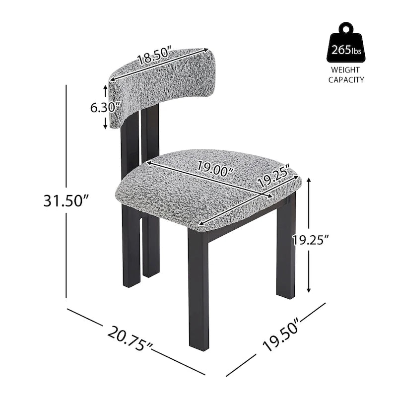 Upholstered Dining Chairs with Iron Frame (Set of 4)