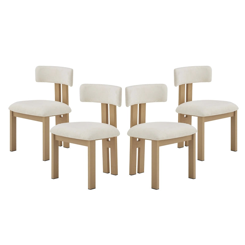 Upholstered Dining Chairs with Iron Frame (Set of 4)