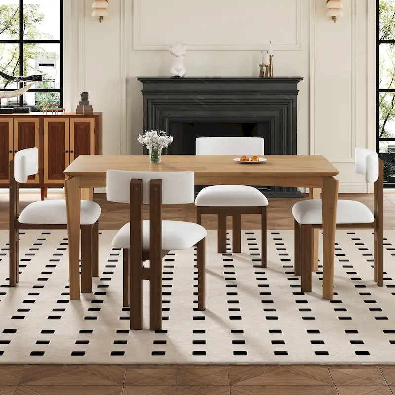 Upholstered Dining Chairs with Iron Frame (Set of 4)