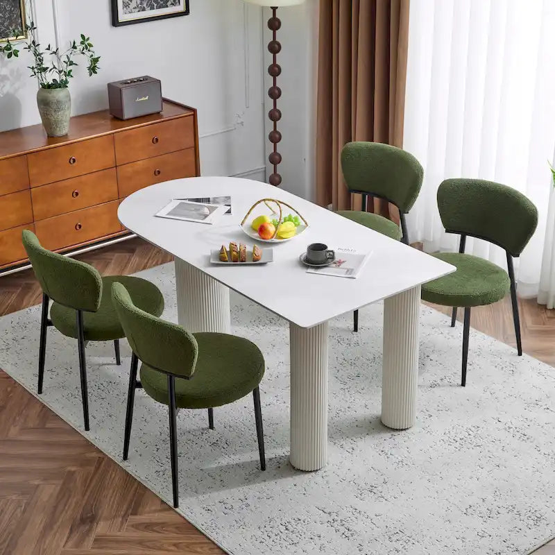 Modern Upholstered Dining Chair Set with Metal Frame