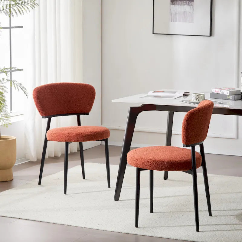 Modern Upholstered Dining Chair Set with Metal Frame