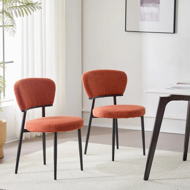 Modern Upholstered Dining Chair Set with Metal Frame