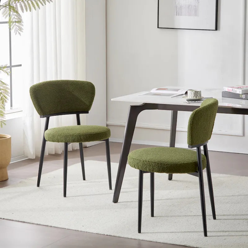 Modern Upholstered Dining Chair Set with Metal Frame