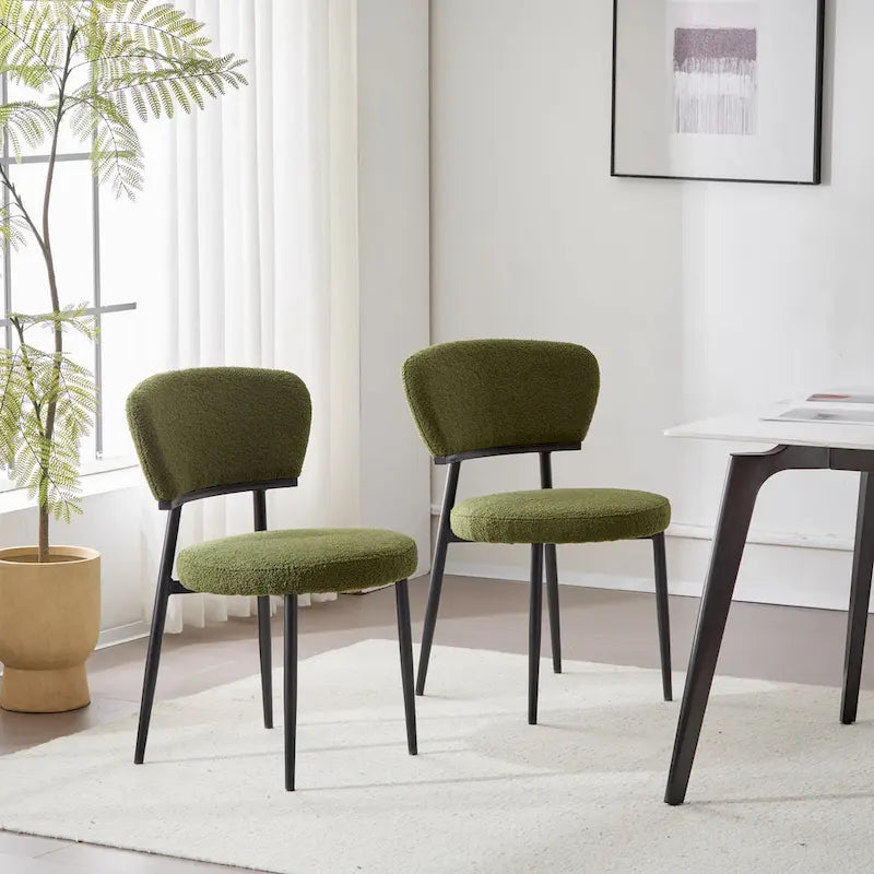 Modern Upholstered Dining Chair Set with Metal Frame