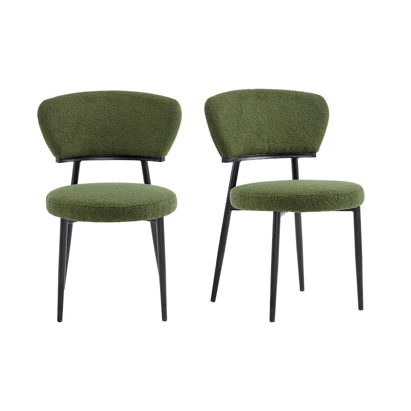 Modern Upholstered Dining Chair Set with Metal Frame