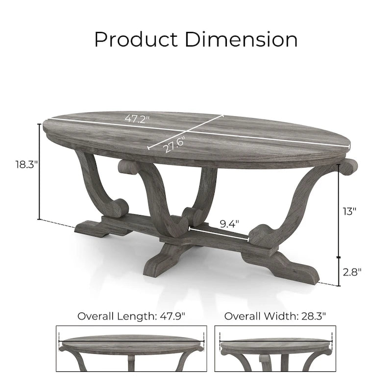 Farmhouse Vintage Grey 48-Inch Coffee Table