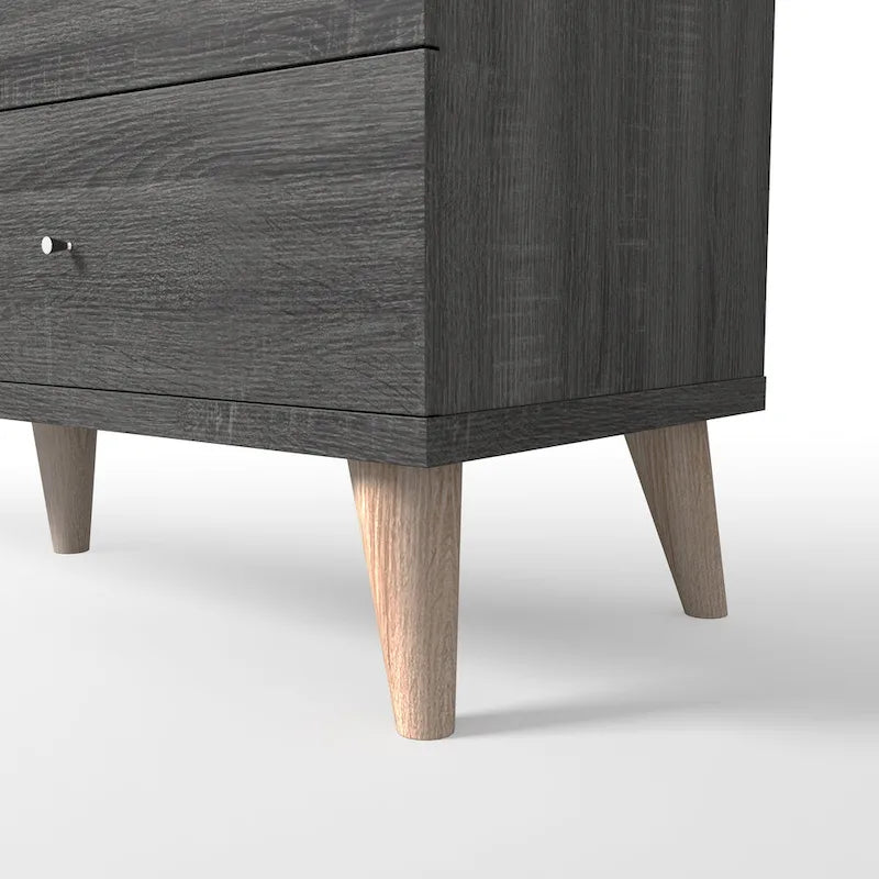 Mid-Century Modern Distressed Grey 6-Drawer Dresser with Knobs