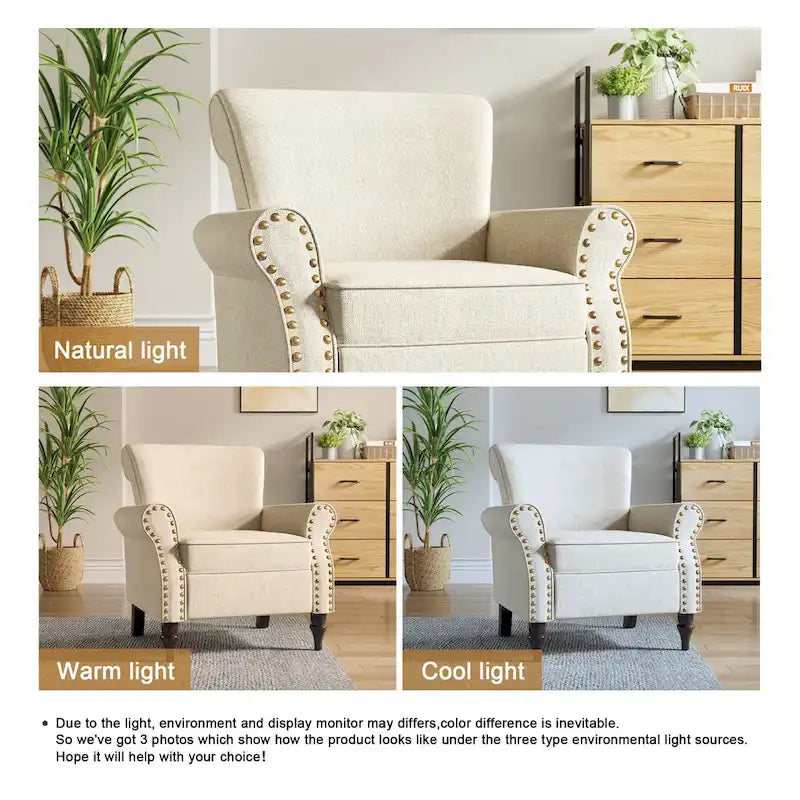 Living Room Armchair with Nailhead Trim - 29.9W x 29.9H x 32.9D