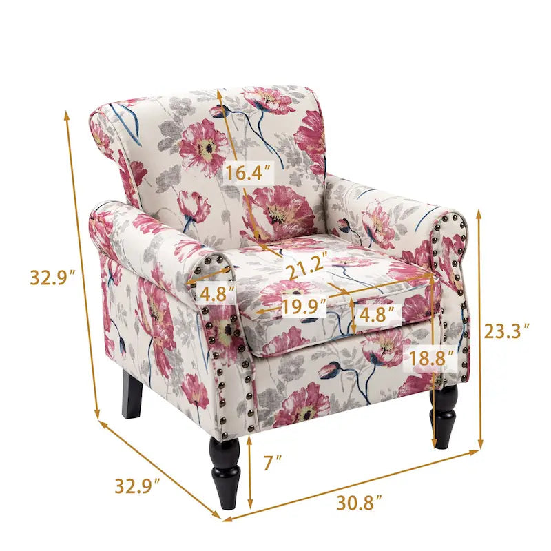 Living Room Armchair with Nailhead Trim - 29.9W x 29.9H x 32.9D