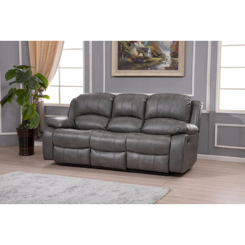 Bonded Leather Manual Reclining 3-Seat Sofa