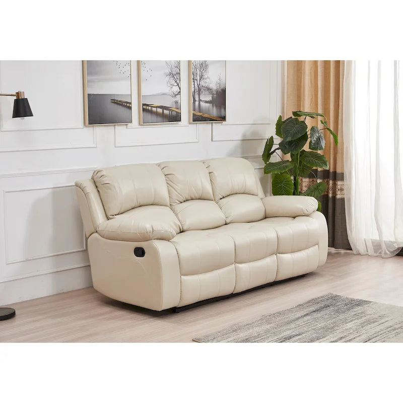 Bonded Leather Manual Reclining 3-Seat Sofa