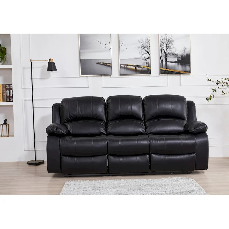 Bonded Leather Manual Reclining 3-Seat Sofa