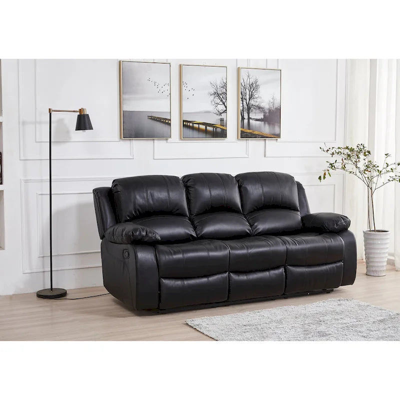 Bonded Leather Manual Reclining 3-Seat Sofa