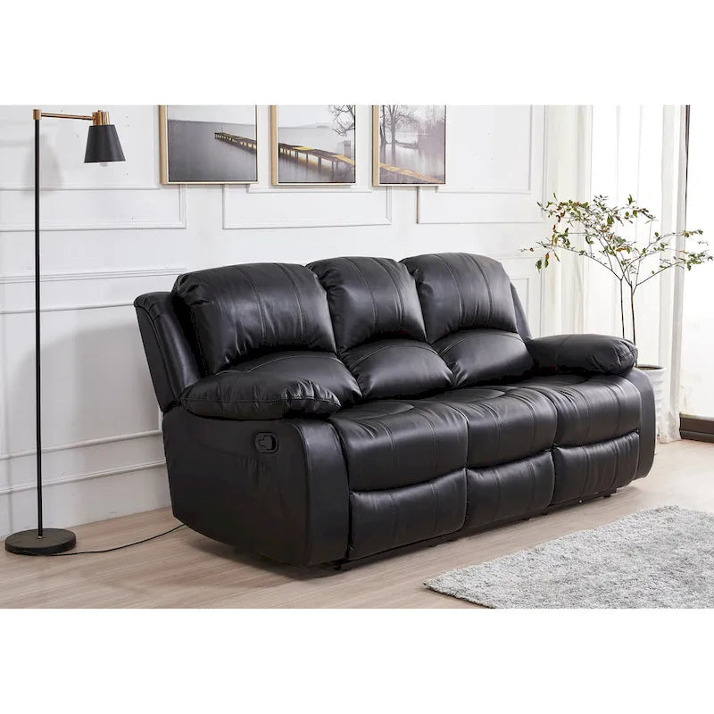 Bonded Leather Manual Reclining 3-Seat Sofa