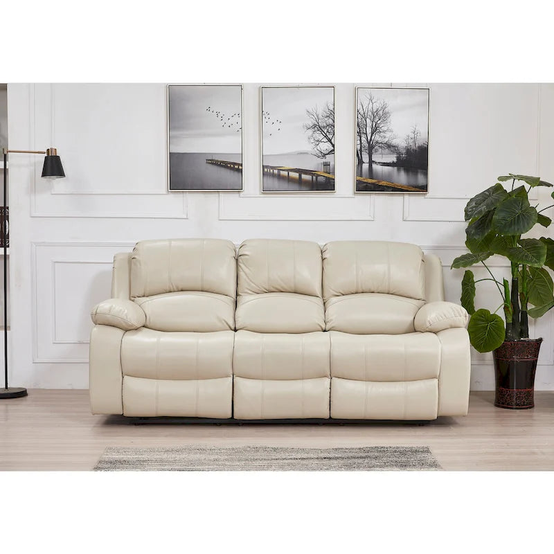 Bonded Leather Manual Reclining 3-Seat Sofa