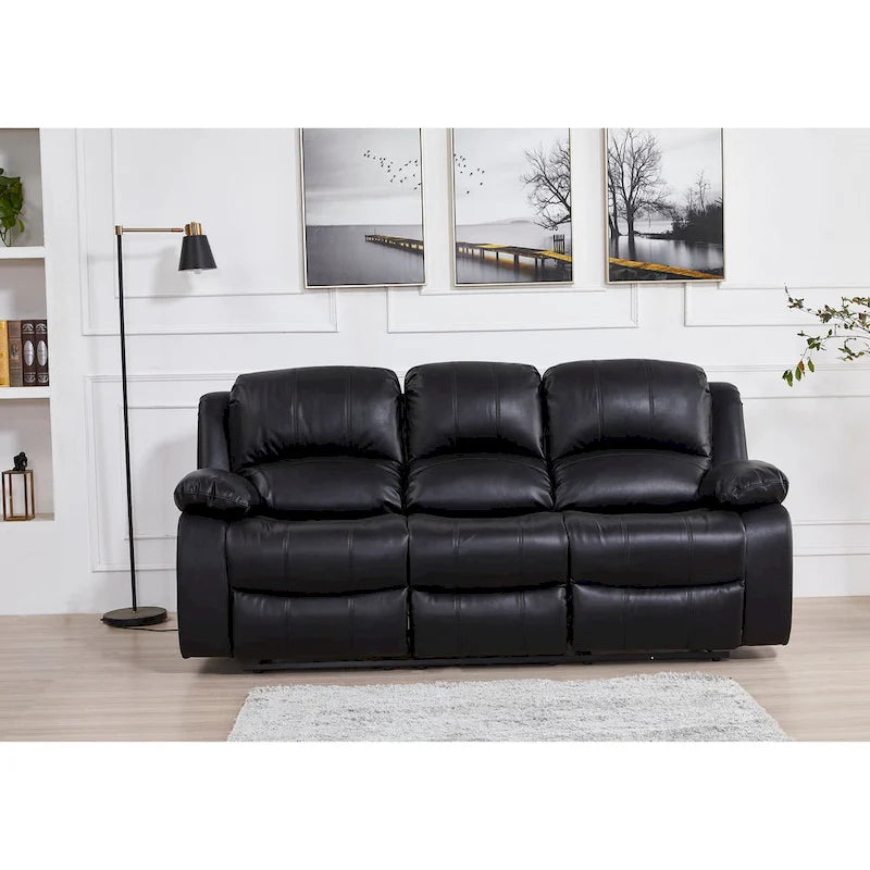 Bonded Leather Manual Reclining 3-Seat Sofa
