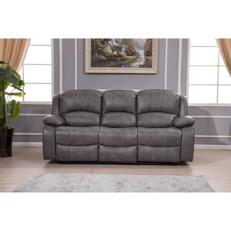 Bonded Leather Manual Reclining 3-Seat Sofa