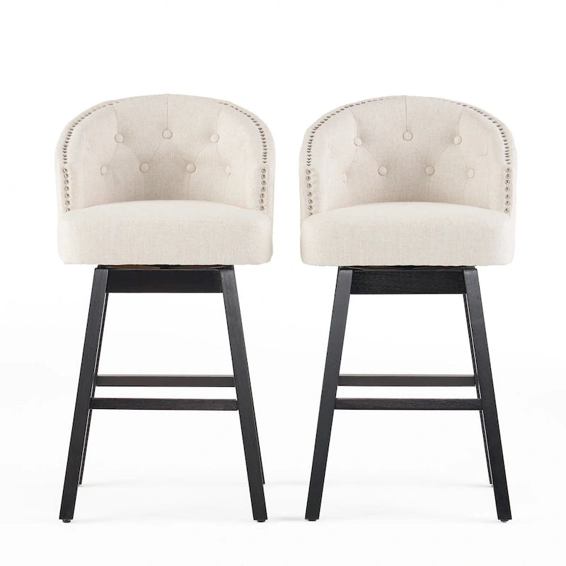 Beige Swivel Counter Bar Stools (Set of 2)