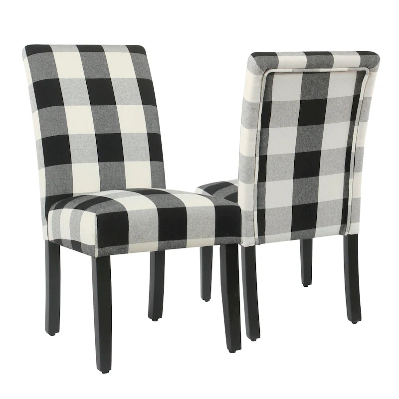 Black Plaid Parsons Dining Chair (Set of 2)