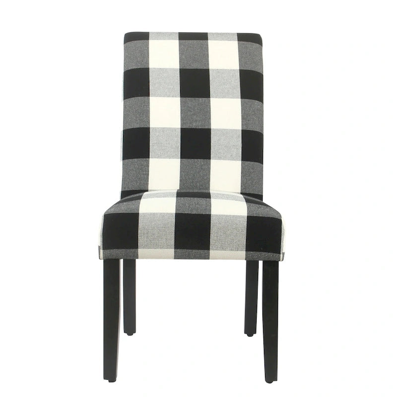 Black Plaid Parsons Dining Chair (Set of 2)