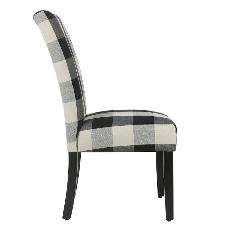 Black Plaid Parsons Dining Chair (Set of 2)