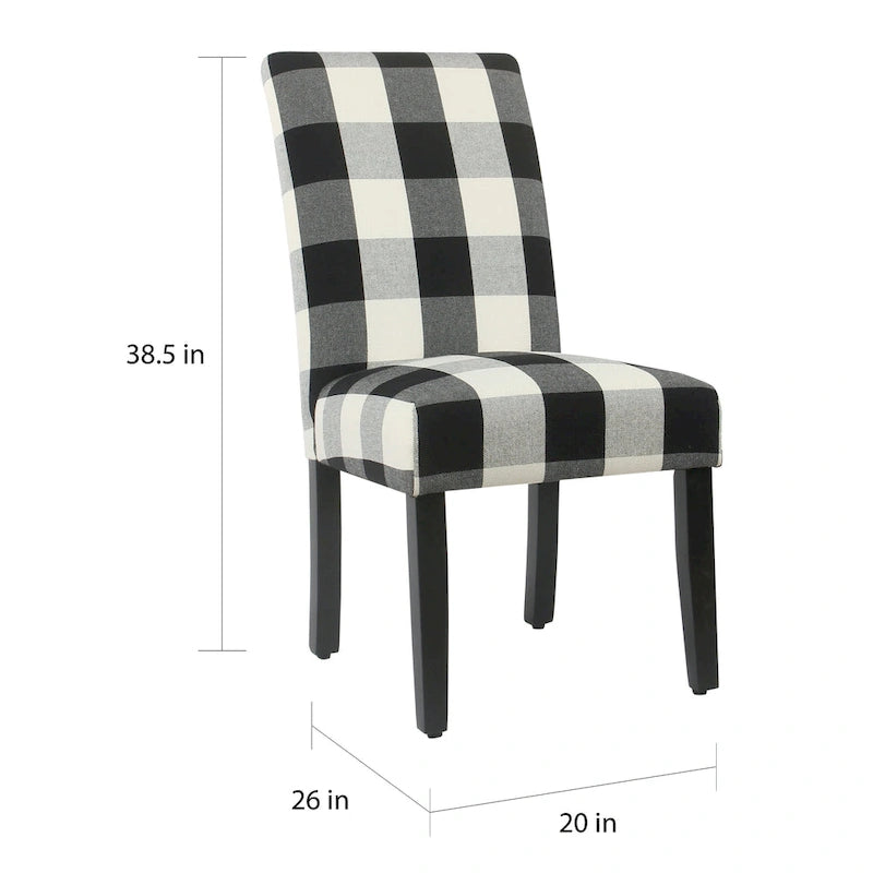 Black Plaid Parsons Dining Chair (Set of 2)