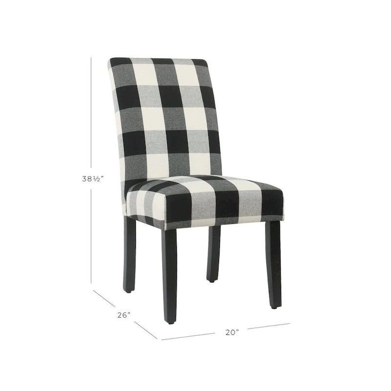 Black Plaid Parsons Dining Chair (Set of 2)