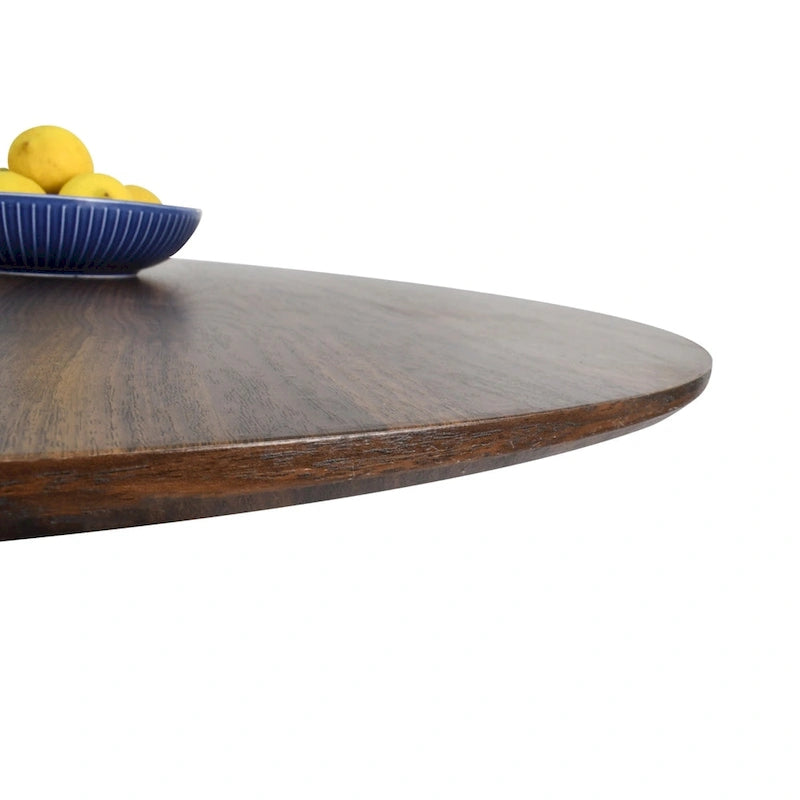 Round Walnut Color Dining Table