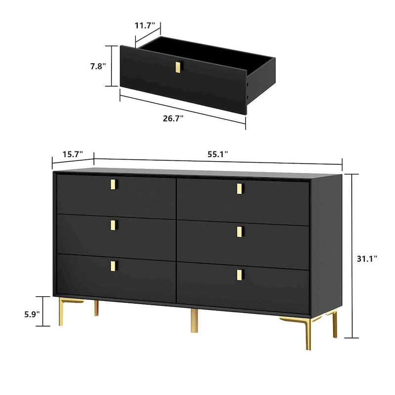 6-Drawer Mid Century Storage Dresser