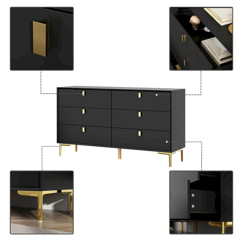 6-Drawer Mid Century Storage Dresser
