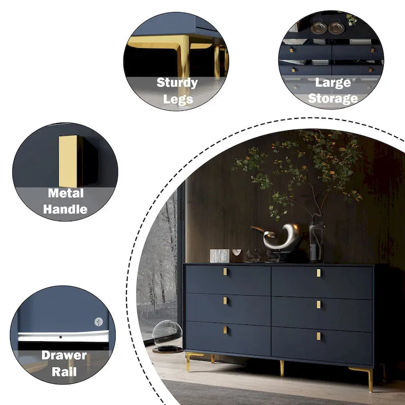 6-Drawer Mid Century Storage Dresser