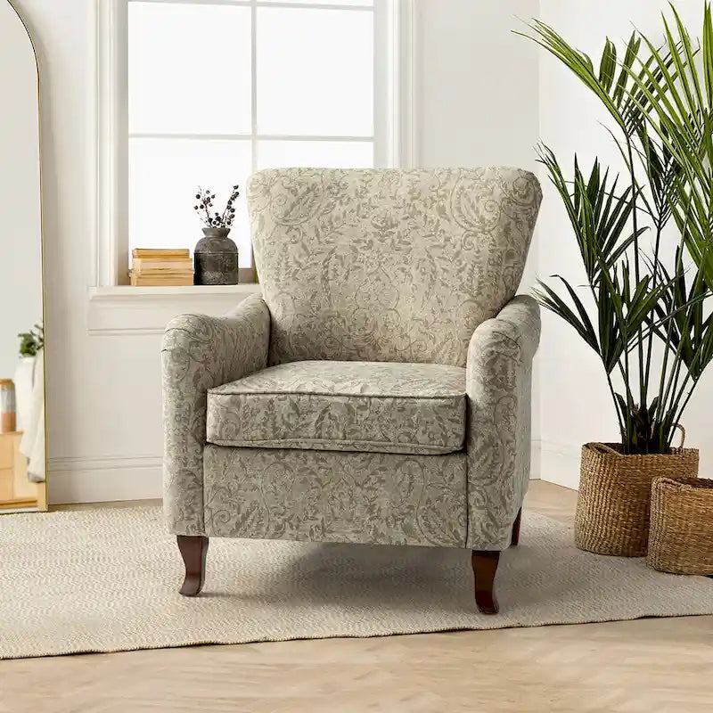 Modern Floral Upholstered Wingback Armchair