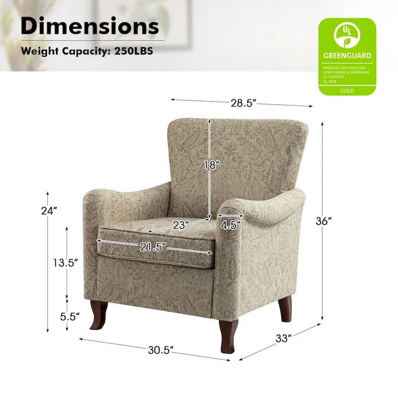 Modern Floral Upholstered Wingback Armchair