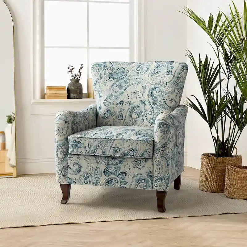 Modern Floral Upholstered Wingback Armchair
