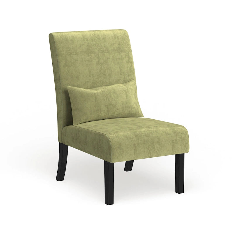 Armless Chenille Accent Chair with Kidney Pillow