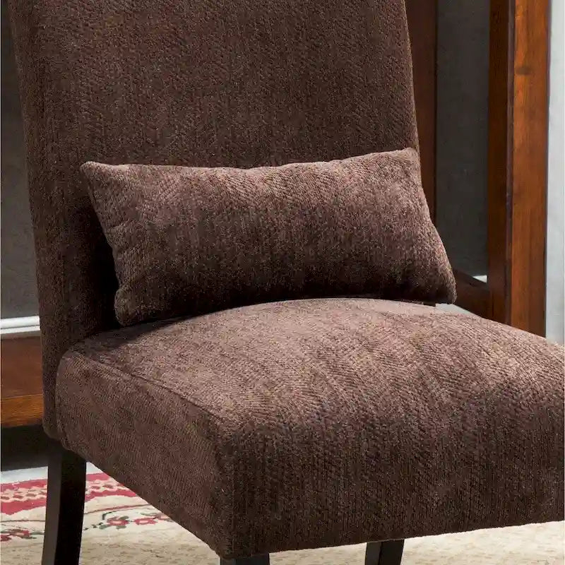 Armless Chenille Accent Chair with Kidney Pillow