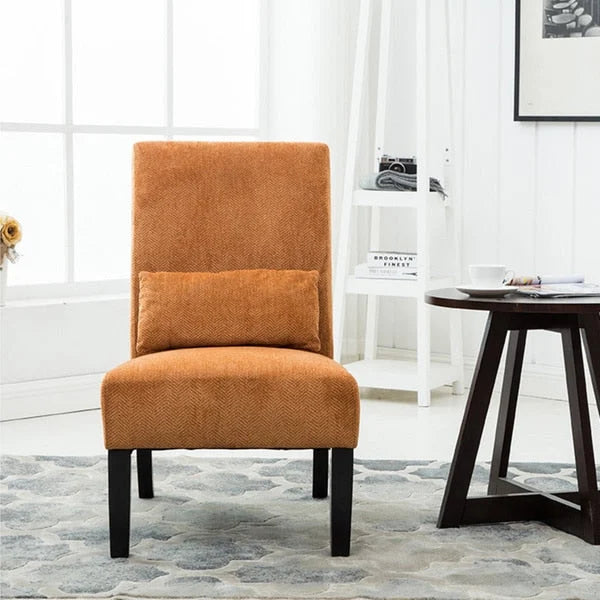 Armless Chenille Accent Chair with Kidney Pillow