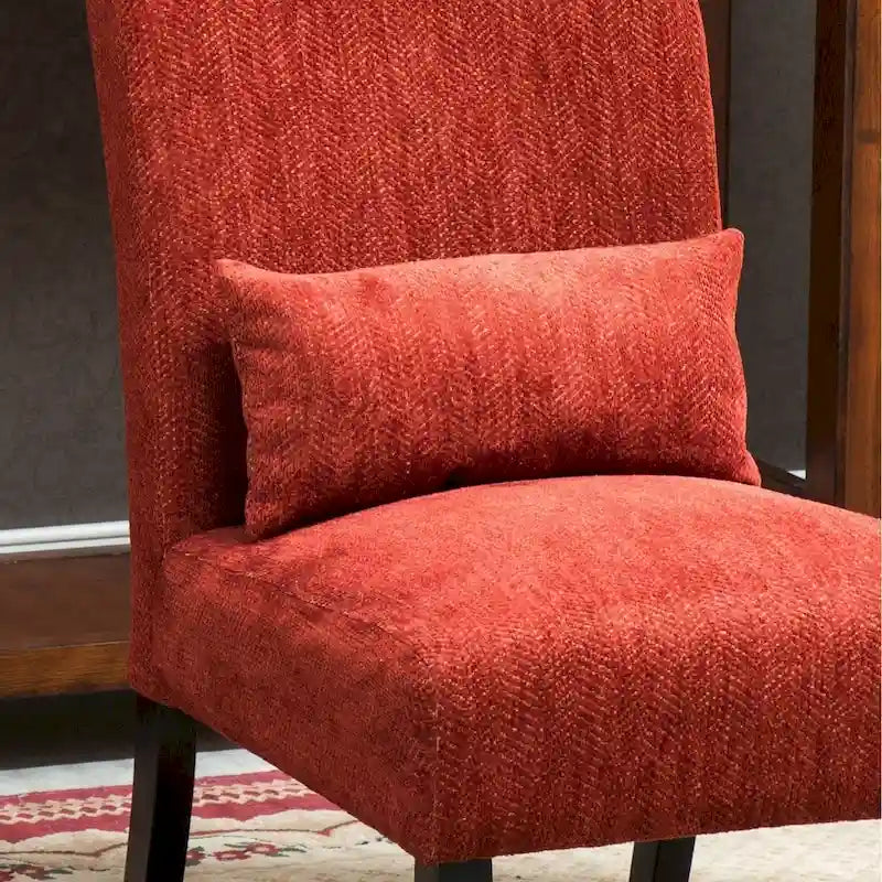 Armless Chenille Accent Chair with Kidney Pillow