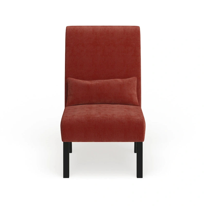 Armless Chenille Accent Chair with Kidney Pillow