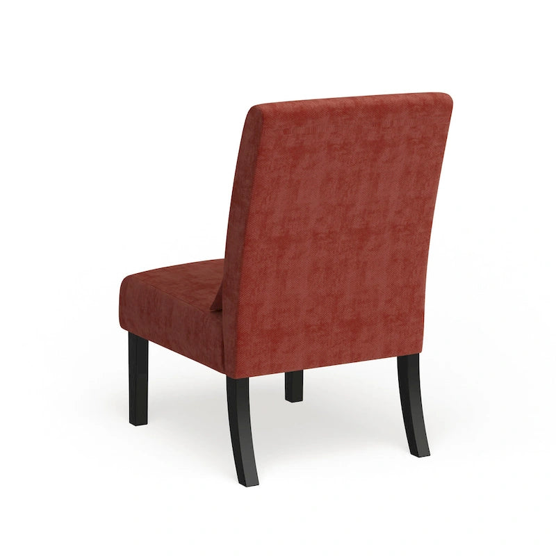 Armless Chenille Accent Chair with Kidney Pillow