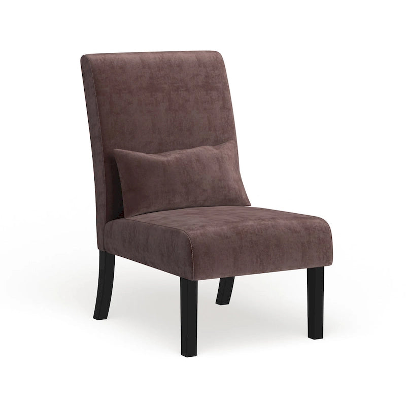 Armless Chenille Accent Chair with Kidney Pillow