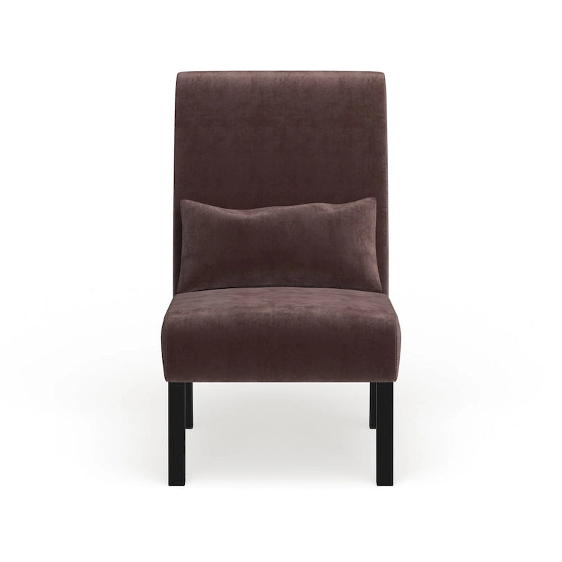 Armless Chenille Accent Chair with Kidney Pillow