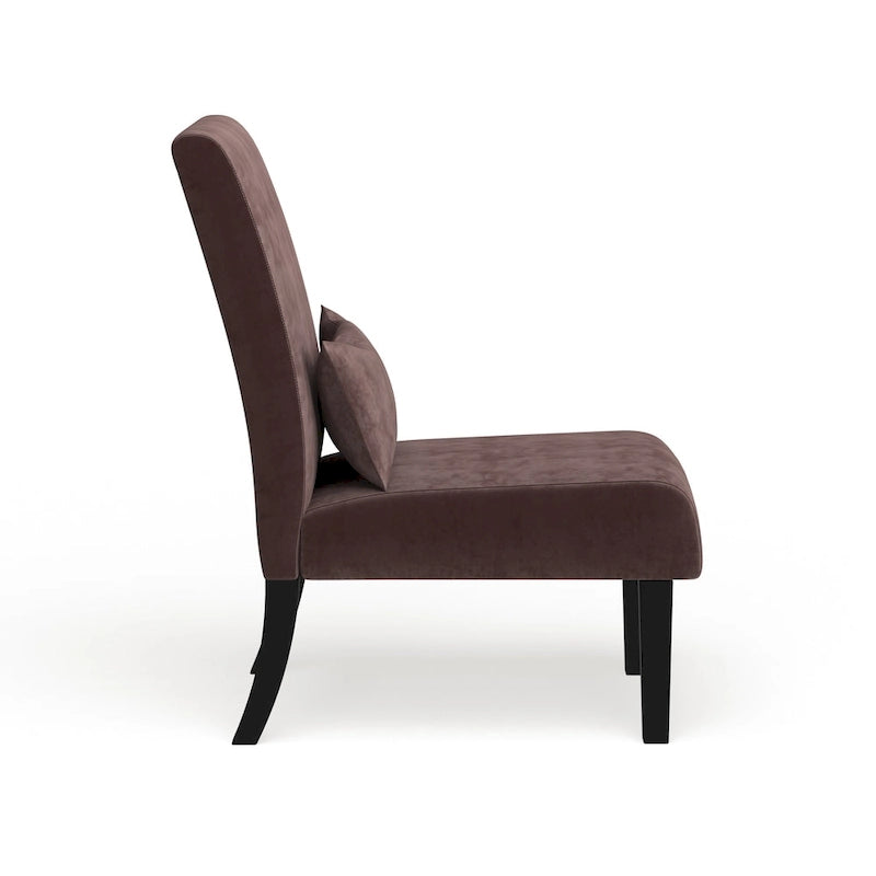 Armless Chenille Accent Chair with Kidney Pillow