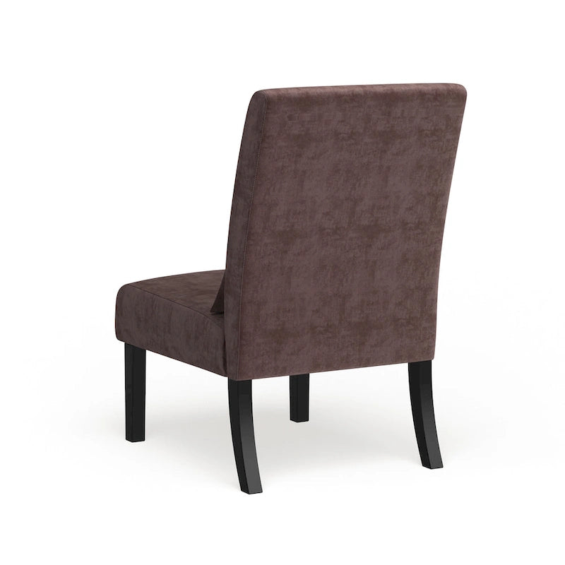Armless Chenille Accent Chair with Kidney Pillow