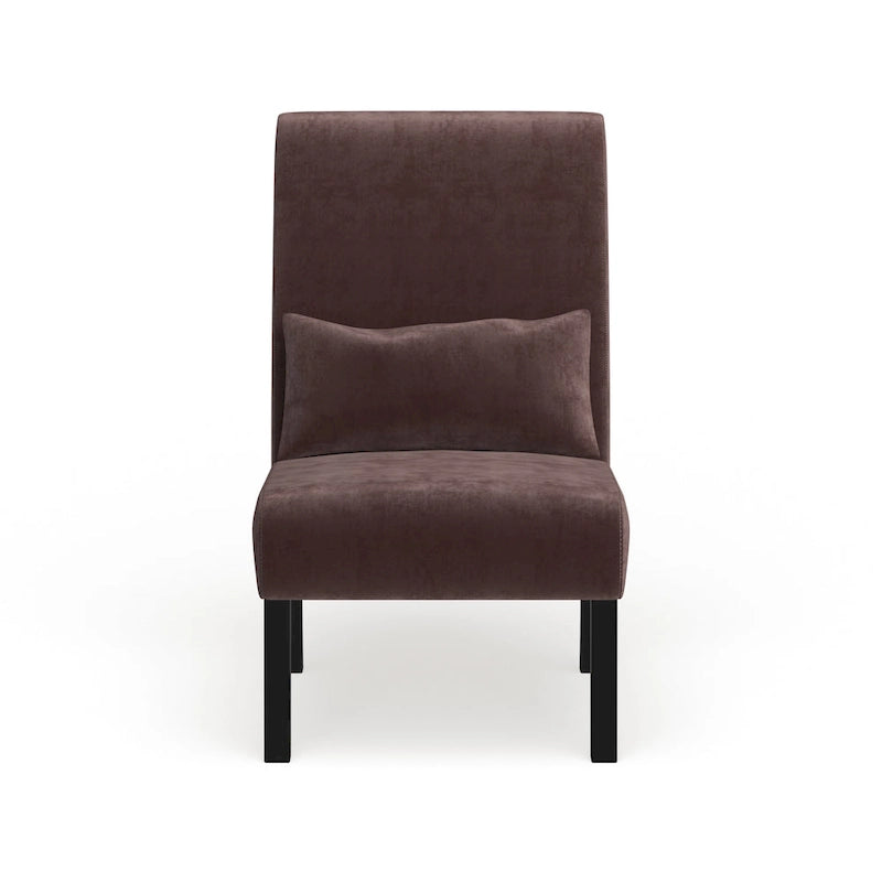 Armless Chenille Accent Chair with Kidney Pillow