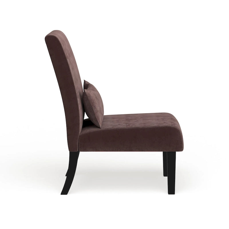 Armless Chenille Accent Chair with Kidney Pillow