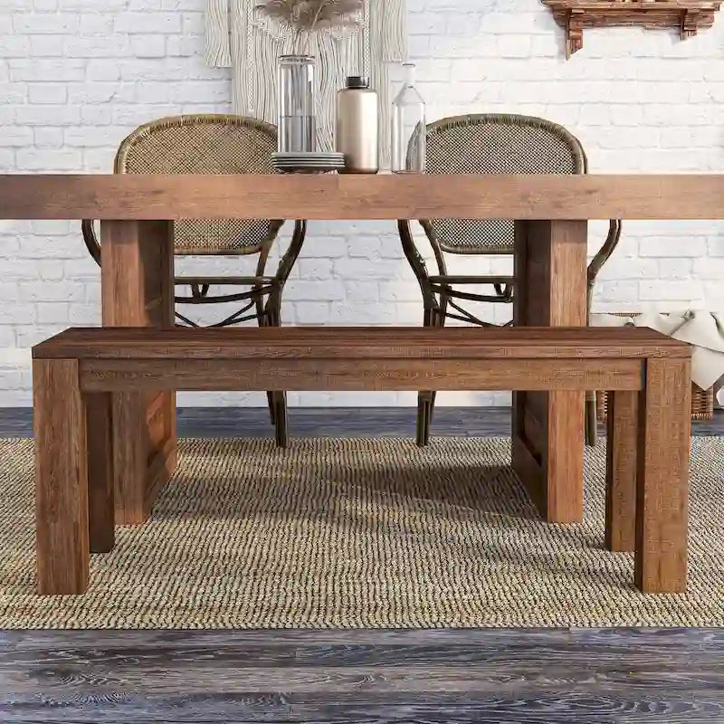 Rustic Solid Mango Wood Dining Bench